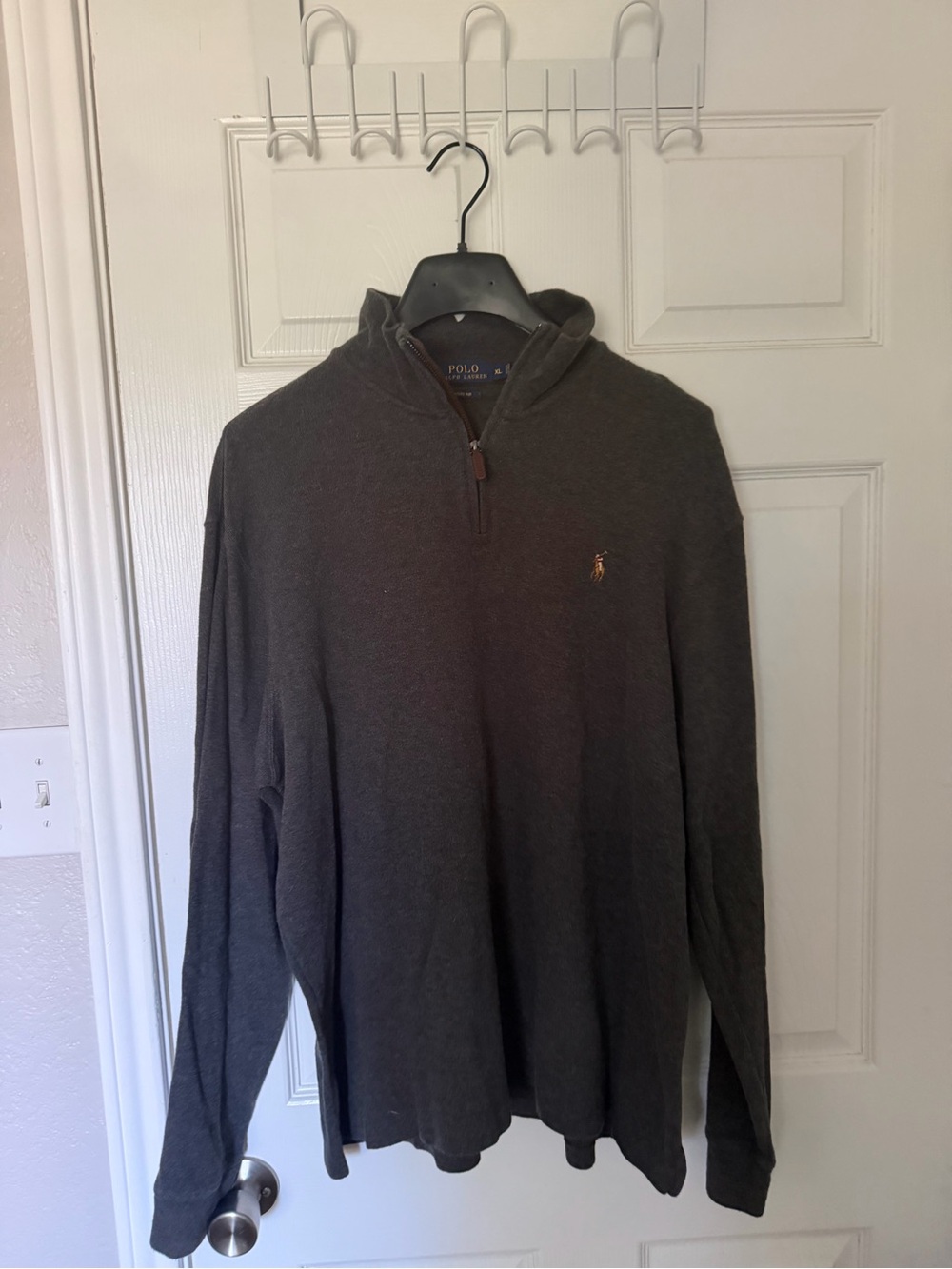 Ralph Lauren Gray (Charcoal) Zippered Estate Rib Pullover